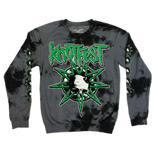 Load image into Gallery viewer, Knotfest &quot;Deathknot&quot; Crewneck Pullover Sweatshirt in Black and Grey Tie Dye
